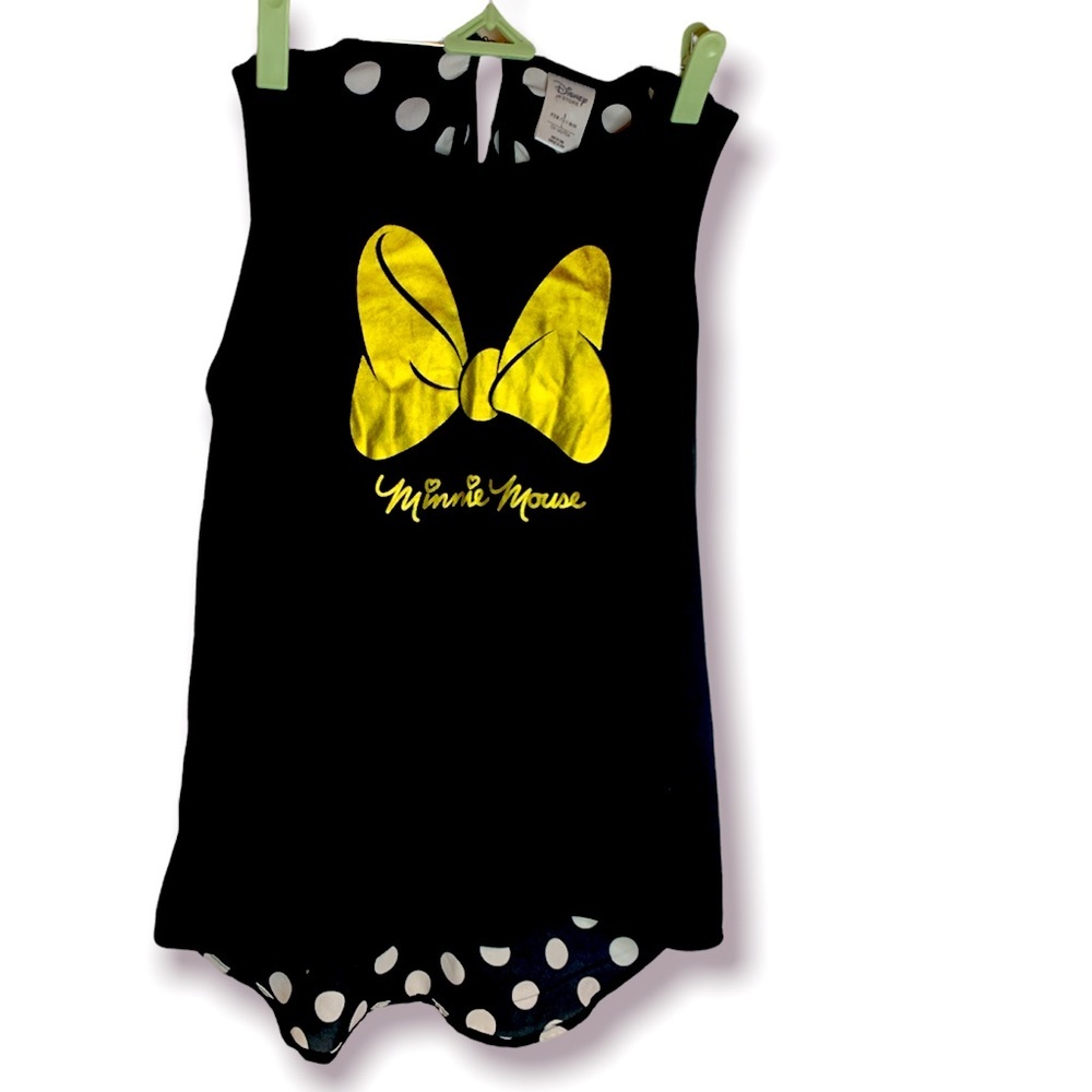 Disney Minnie Mouse metallic gold hi lo tank with polka dot back!